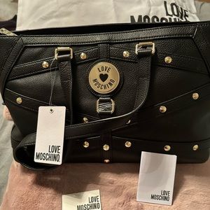 NWT LOVE MOSCHINO Milano Large BORSA Bag NERO